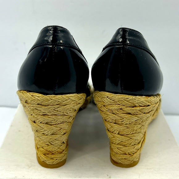 STUART WEITZMAN PATENT, TOE WEDGE, ESPADRILLES, BLACK, SIZE 9M, WOMEN’S SHOES - Picture 4 of 16